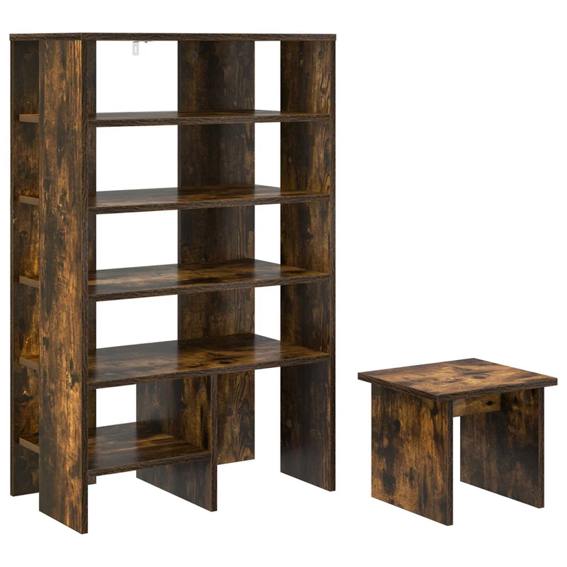 Schuhschrank mit Regal & Hocker, Holzwerkstoff