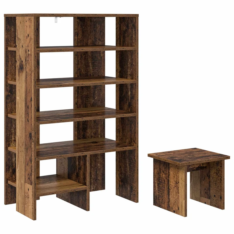 Schuhschrank mit Regal & Hocker, Holzwerkstoff
