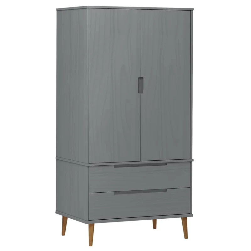 Massivholz Kleiderschrank MOLDE mit UV-Lackierung