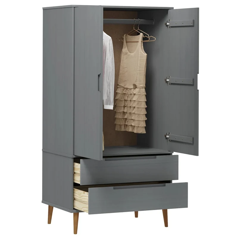 Massivholz Kleiderschrank MOLDE mit UV-Lackierung