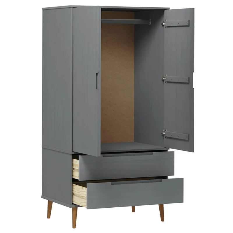Massivholz Kleiderschrank MOLDE mit UV-Lackierung