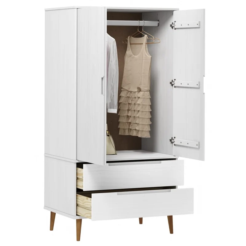Massivholz Kleiderschrank MOLDE mit UV-Lackierung