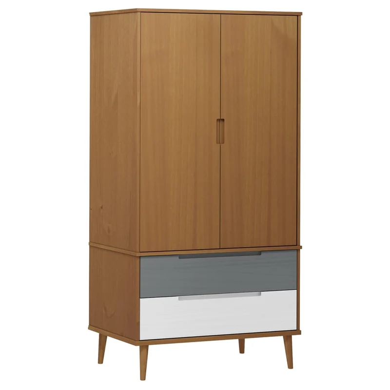 Massivholz Kleiderschrank MOLDE mit UV-Lackierung