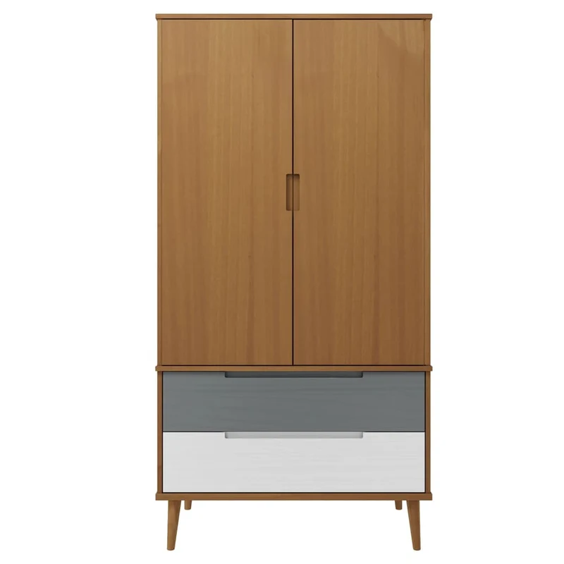 Massivholz Kleiderschrank MOLDE mit UV-Lackierung