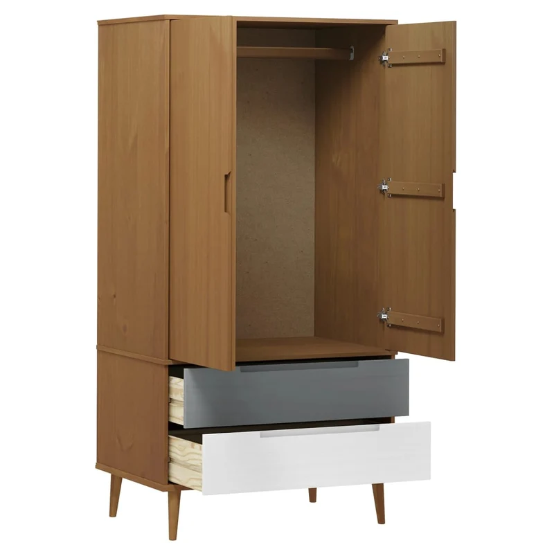 Massivholz Kleiderschrank MOLDE mit UV-Lackierung