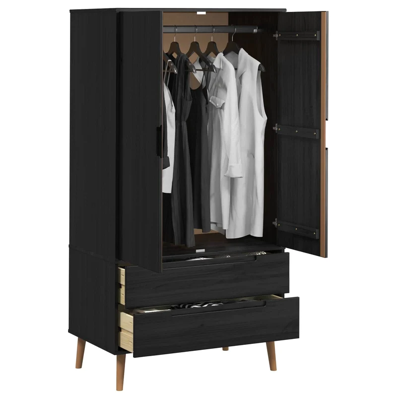 Massivholz Kleiderschrank MOLDE mit UV-Lackierung