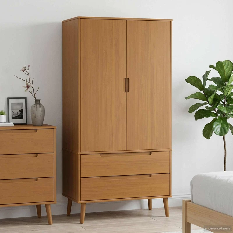 Massivholz Kleiderschrank MOLDE mit UV-Lackierung