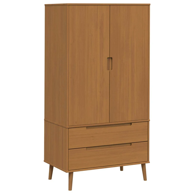 Massivholz Kleiderschrank MOLDE mit UV-Lackierung