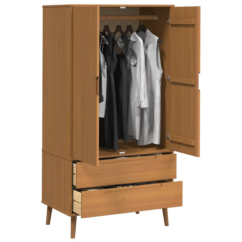 Massivholz Kleiderschrank MOLDE mit UV-Lackierung