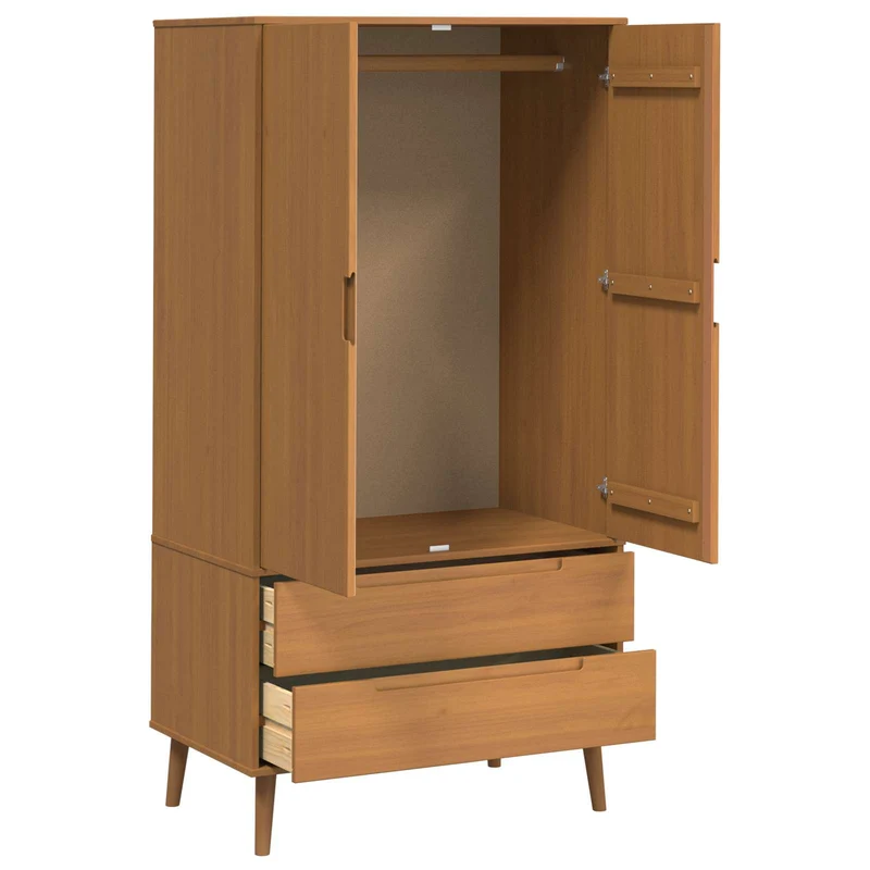 Massivholz Kleiderschrank MOLDE mit UV-Lackierung