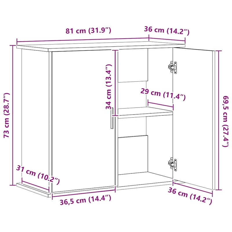 Aquariumschrank aus Holzwerkstoff, 81 x 36 x 73 cm