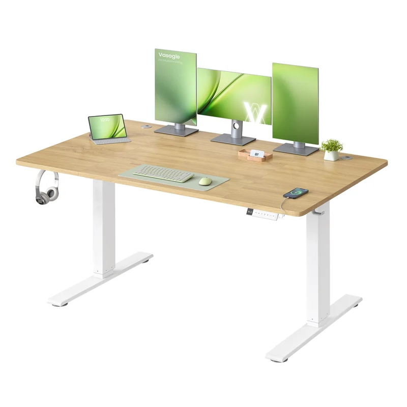 Höhenverstellbarer Schreibtisch mit USB Anschluss und Speicherfunktion