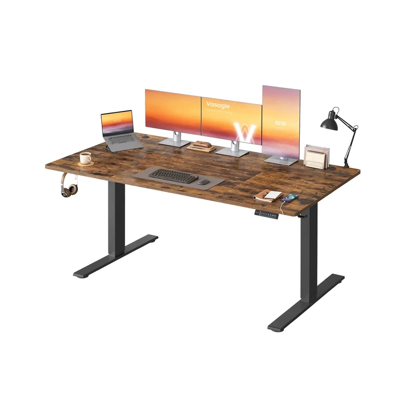Höhenverstellbarer Schreibtisch mit USB Anschluss und Speicherfunktion