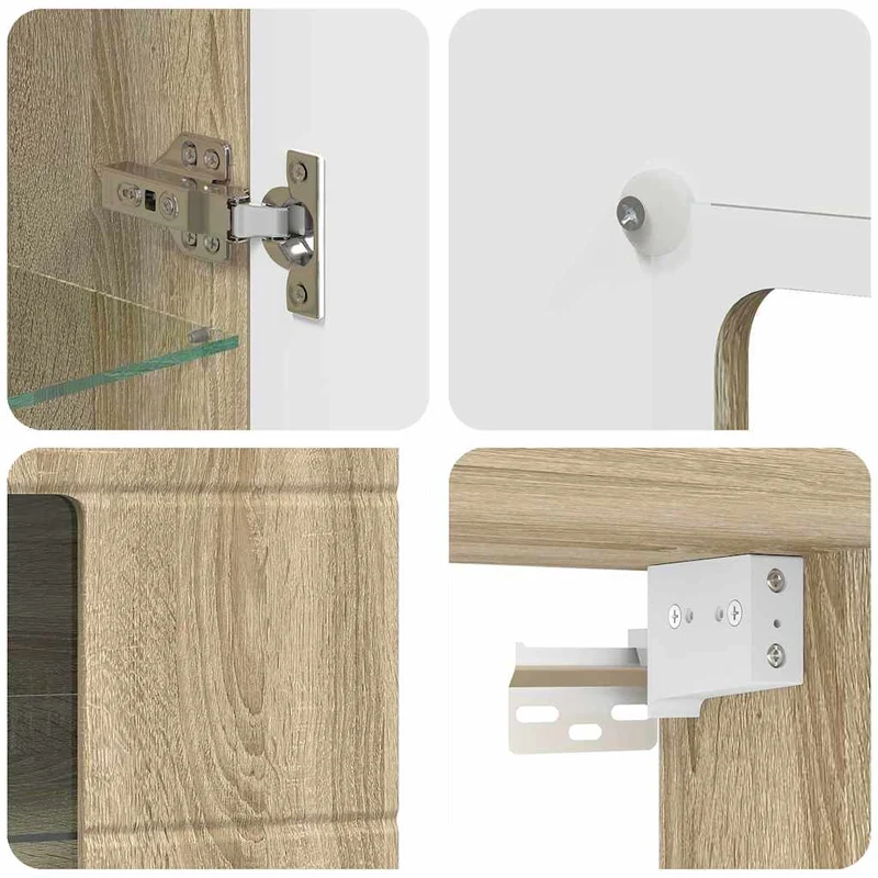 Wandschrank mit Glastür und -böden - 100 cm