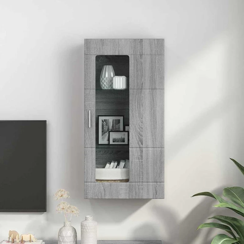 Wandschrank mit Glastür und -böden - 100 cm