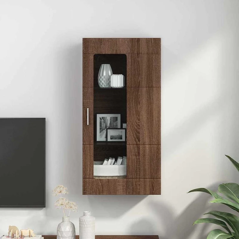 Wandschrank mit Glastür und -böden - 100 cm