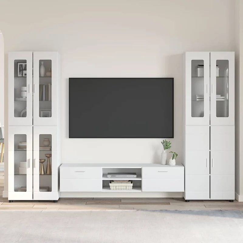 3-tlg Set mit Hochränken und TV-Bank