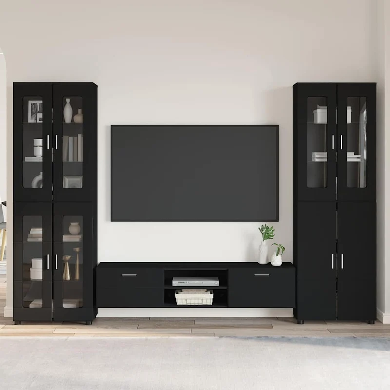 3-tlg Set mit Hochränken und TV-Bank