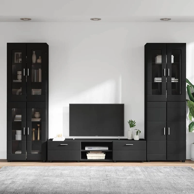 3-tlg Set mit Hochränken und TV-Bank