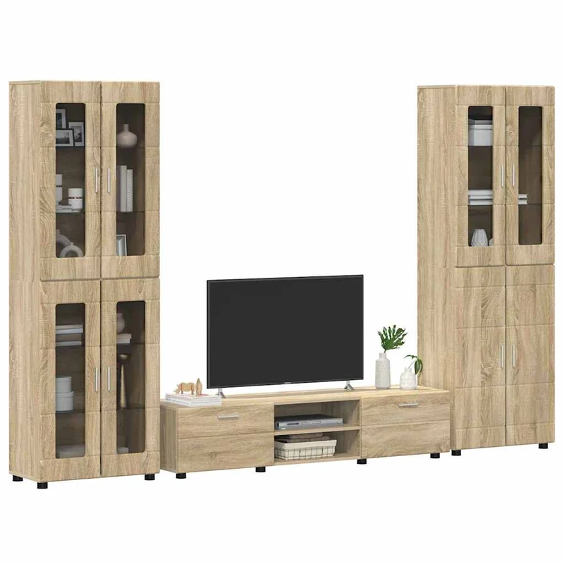 3-tlg Set mit Hochränken und TV-Bank