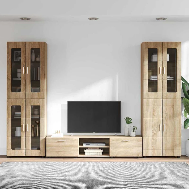 3-tlg Set mit Hochränken und TV-Bank