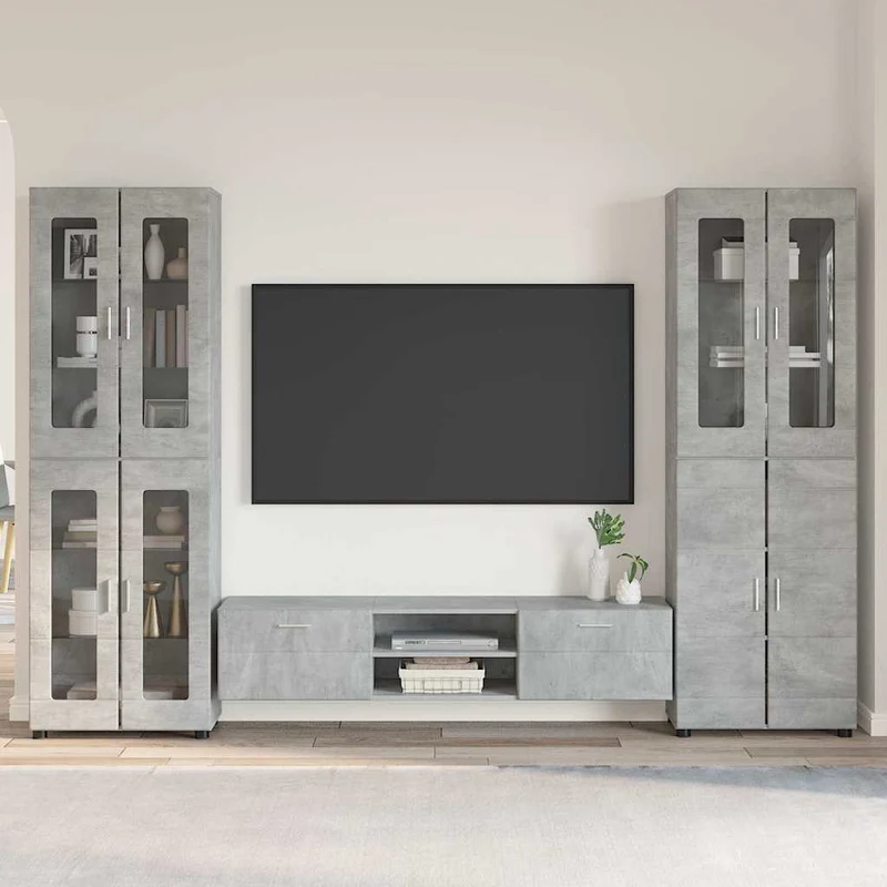 3-tlg Set mit Hochränken und TV-Bank
