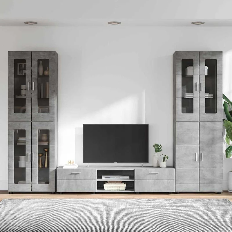 3-tlg Set mit Hochränken und TV-Bank