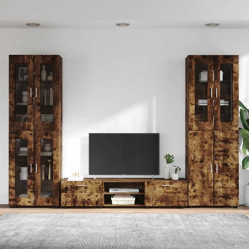 3-tlg Set mit Hochränken und TV-Bank