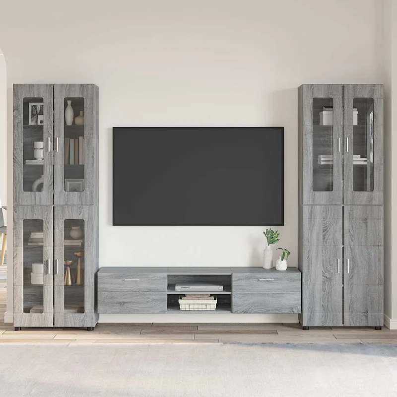 3-tlg Set mit Hochränken und TV-Bank