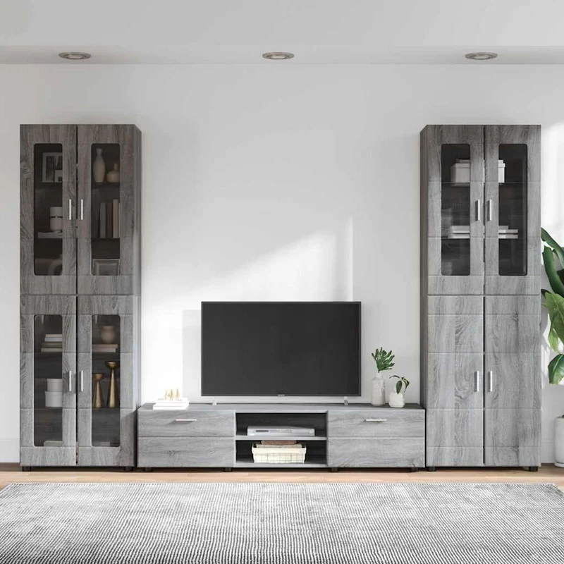 3-tlg Set mit Hochränken und TV-Bank
