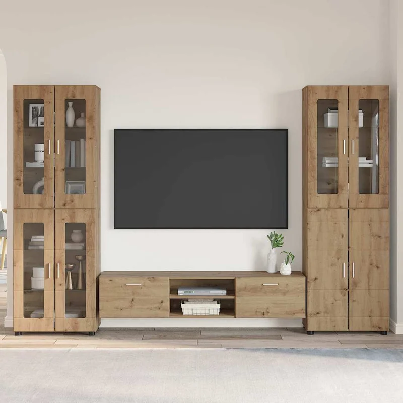 3-tlg Set mit Hochränken und TV-Bank