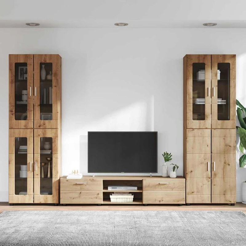 3-tlg Set mit Hochränken und TV-Bank