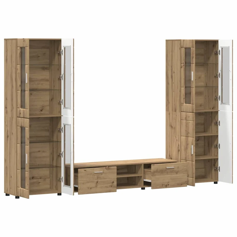 3-tlg Set mit Hochränken und TV-Bank