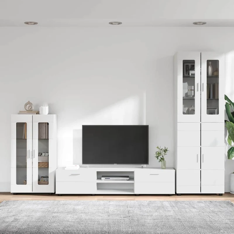 Komplettset TV-Wand mit Vitrinenschränken 3-teilig