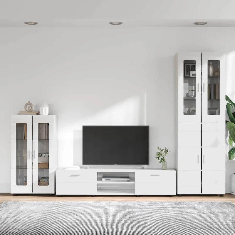 Komplettset TV-Wand mit Vitrinenschränken 3-teilig