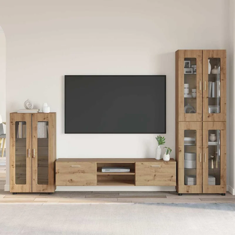 TV-Schrankset mit Vitrinenschränken 3-tlg