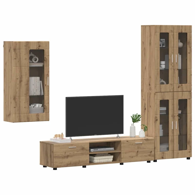 Fernsehmöbel-Set mit Lowboard und Wandschränken