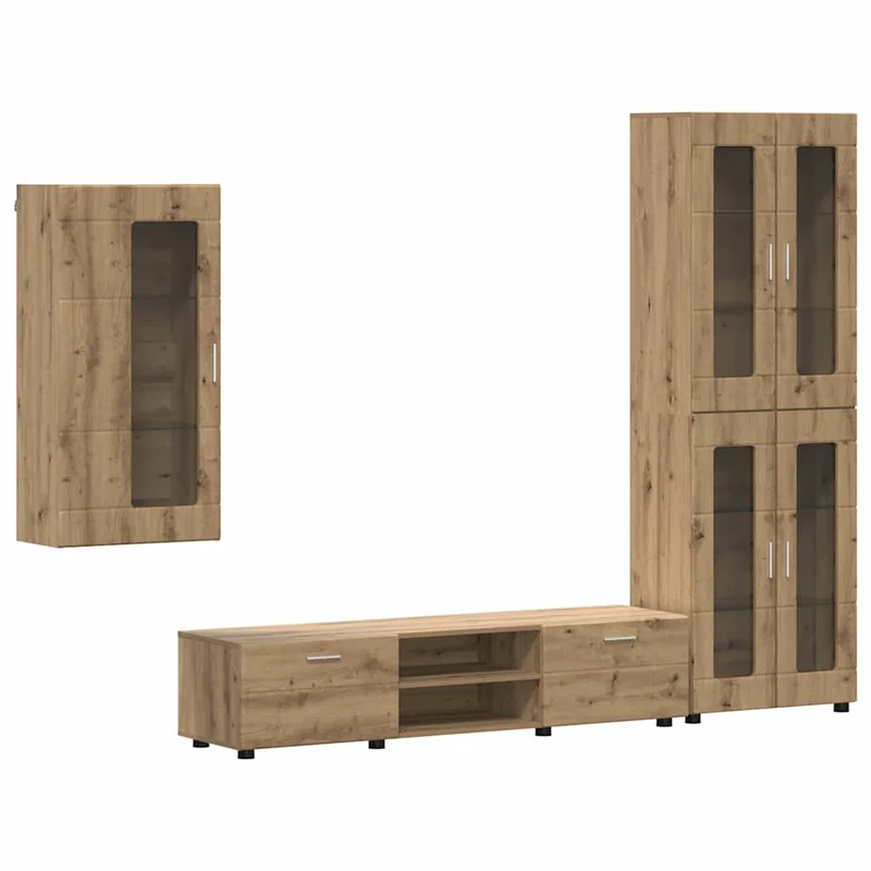 Fernsehmöbel-Set mit Lowboard und Wandschränken