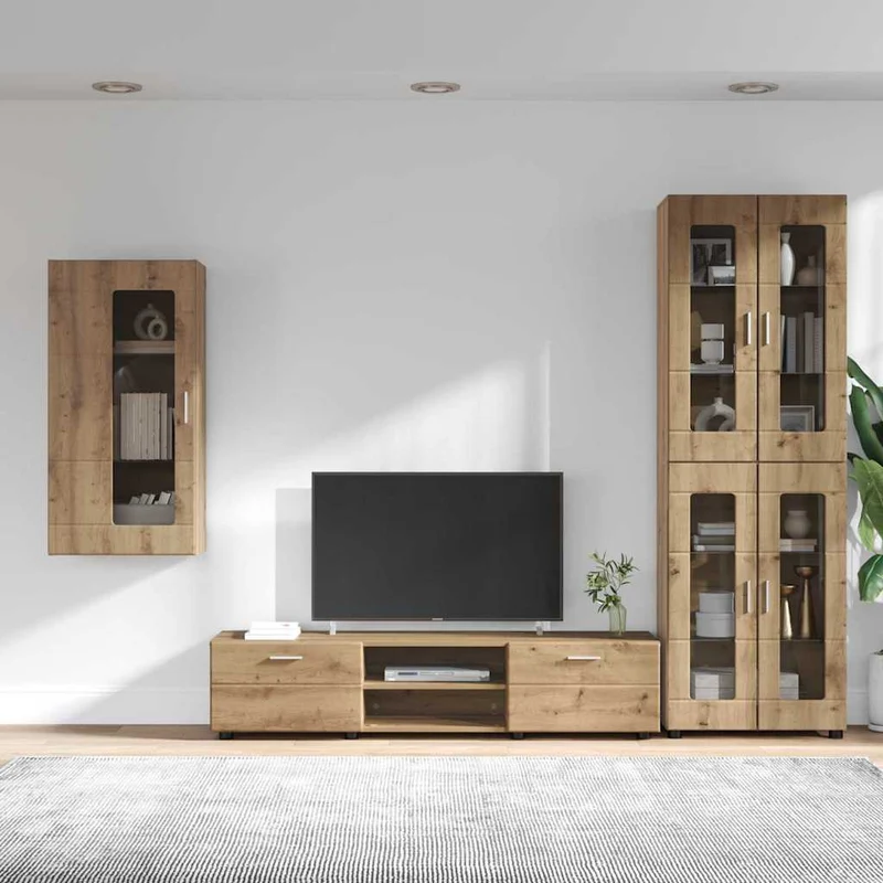 Fernsehmöbel-Set mit Lowboard und Wandschränken