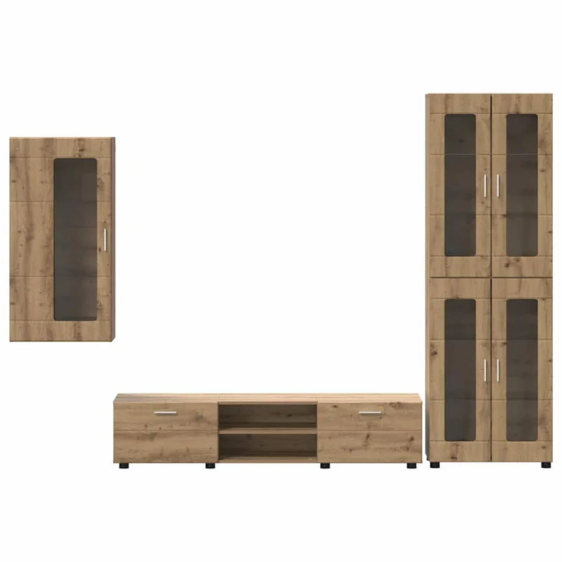 Fernsehmöbel-Set mit Lowboard und Wandschränken