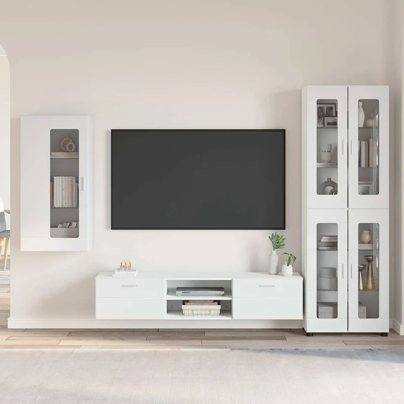 Fernsehmöbel-Set mit Lowboard und Wandschränken