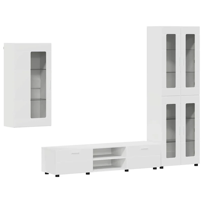 Fernsehmöbel-Set mit Lowboard und Wandschränken