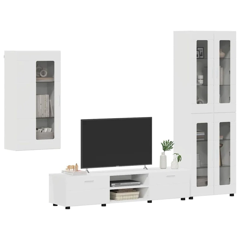 Fernsehmöbel-Set mit Lowboard und Wandschränken