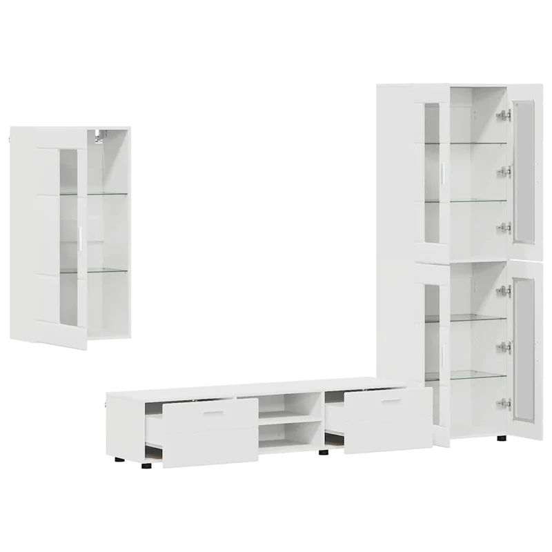 Fernsehmöbel-Set mit Lowboard und Wandschränken