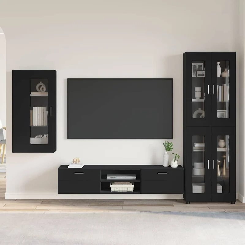 Fernsehmöbel-Set mit Lowboard und Wandschränken