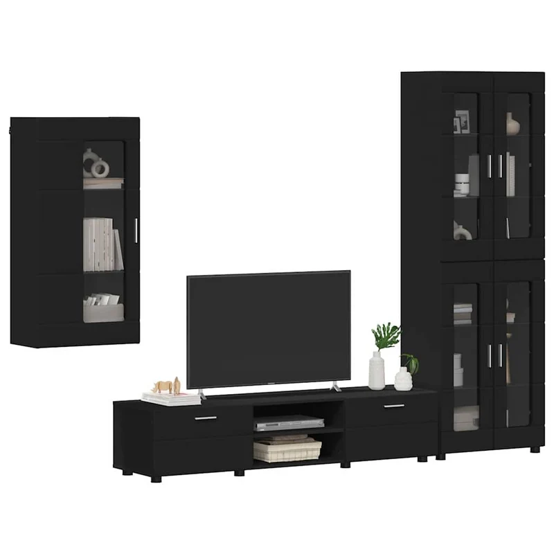 Fernsehmöbel-Set mit Lowboard und Wandschränken