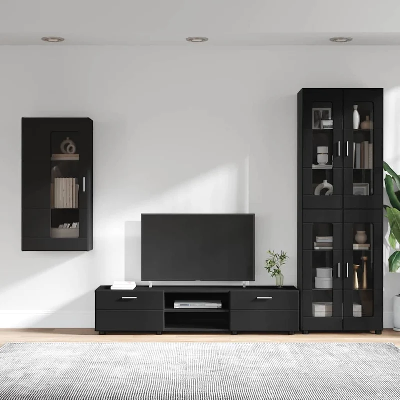Fernsehmöbel-Set mit Lowboard und Wandschränken