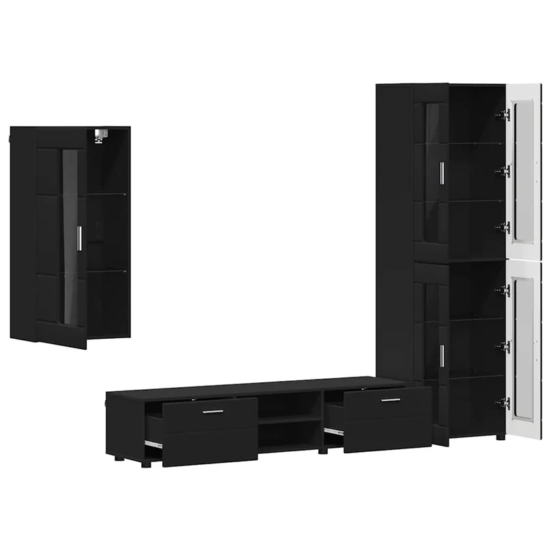 Fernsehmöbel-Set mit Lowboard und Wandschränken