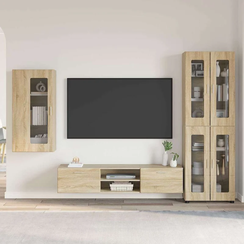 Fernsehmöbel-Set mit Lowboard und Wandschränken