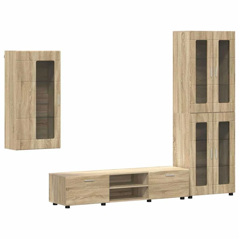 Fernsehmöbel-Set mit Lowboard und Wandschränken